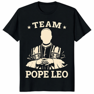 Team Pope Leo XIV T Shirt in black with Catholic pride graphic