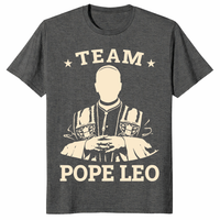 Pope Leo XIV shirt in dark heather with varsity inspired design