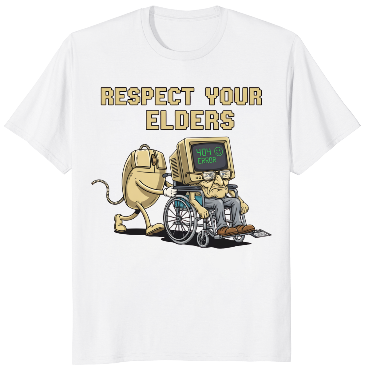 Tech 404 Error Hilarious Respect Your Elders T Shirt by Cuccico – Funny Tech Humor Tee