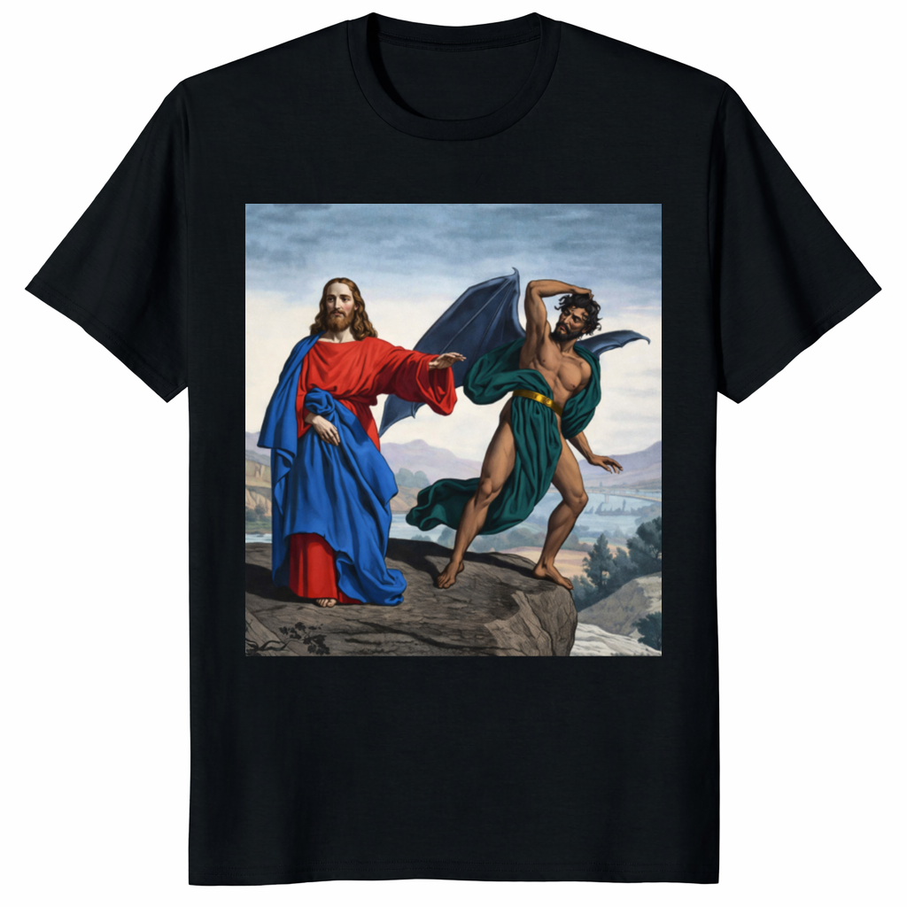 Temptation of Christ Shirt – Jesus vs Satan Art Tee | Religious Painting T-Shirt | Cuccico