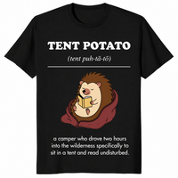 Tent Potato Hedgehog Funny Lazy Camper Wilderness T-Shirt | Cuccico
