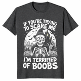 Terrified of boobs shirt in dark heather grey