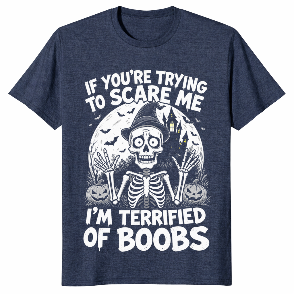 Terrified of boobs shirt in heather navy