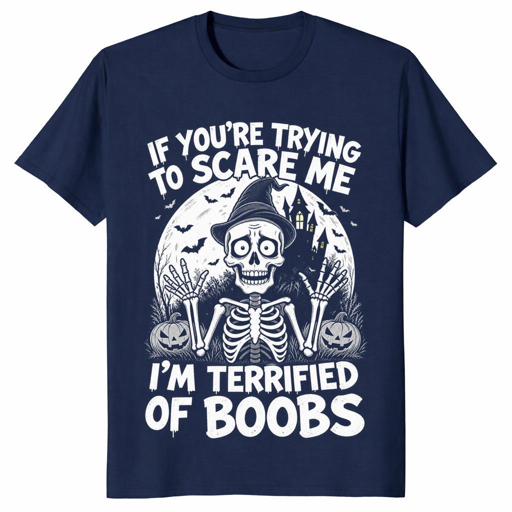 Terrified of boobs shirt in navy