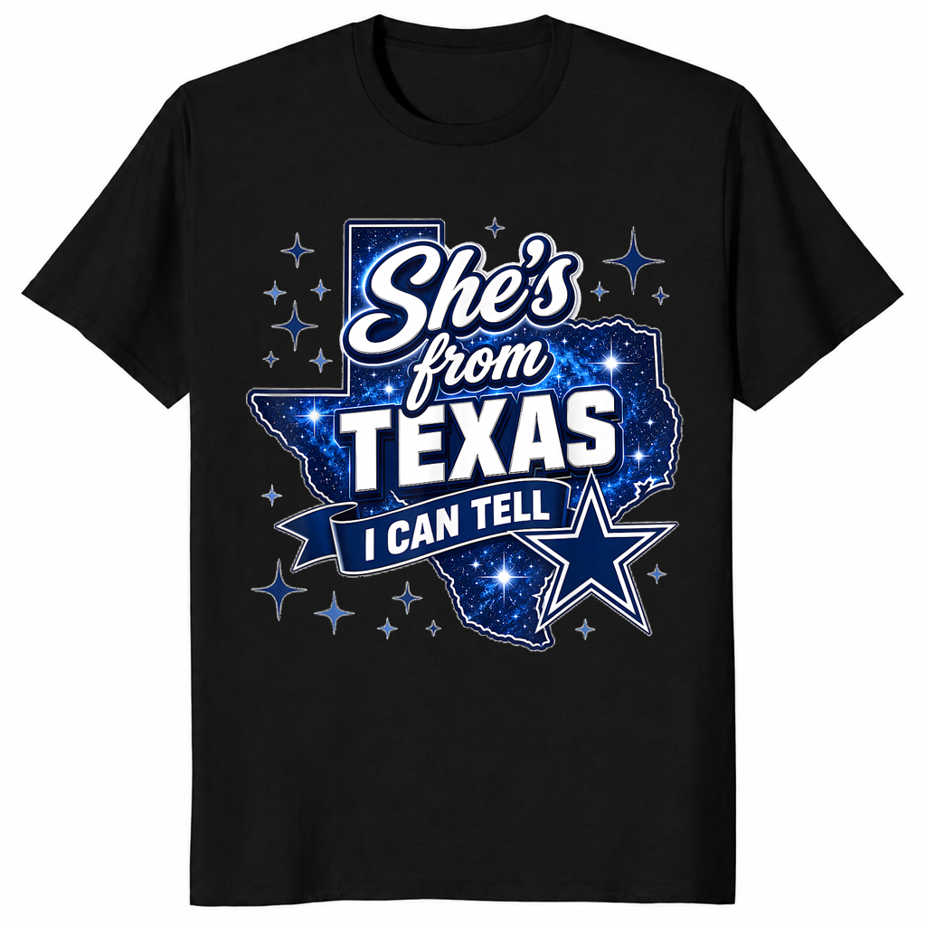 Texas cowgirl shirt in vintage design, black shirt color