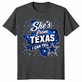 Texas cowgirl shirt in vintage design, dark heather grey shirt color