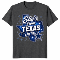 Texas cowgirl shirt in vintage design, dark heather grey shirt color