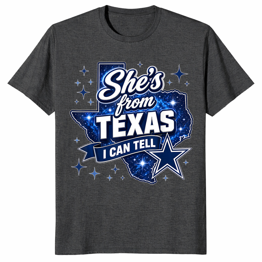 Texas cowgirl shirt in vintage design, dark heather grey shirt color