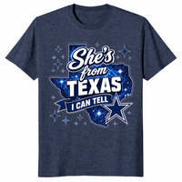 Texas cowgirl shirt in vintage design, heather navy shirt color
