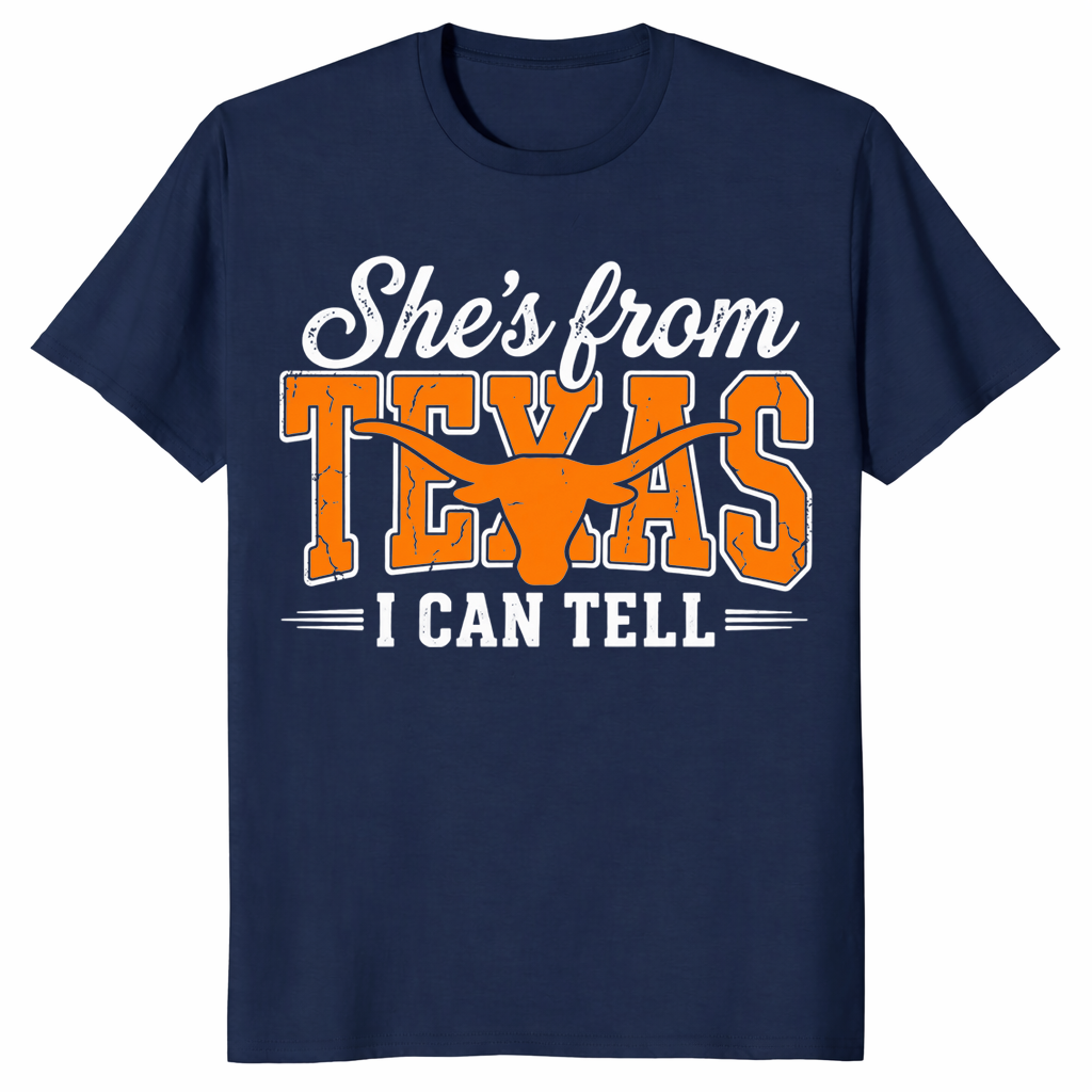 Texas Longhorn Retro Western Shirt in navy
