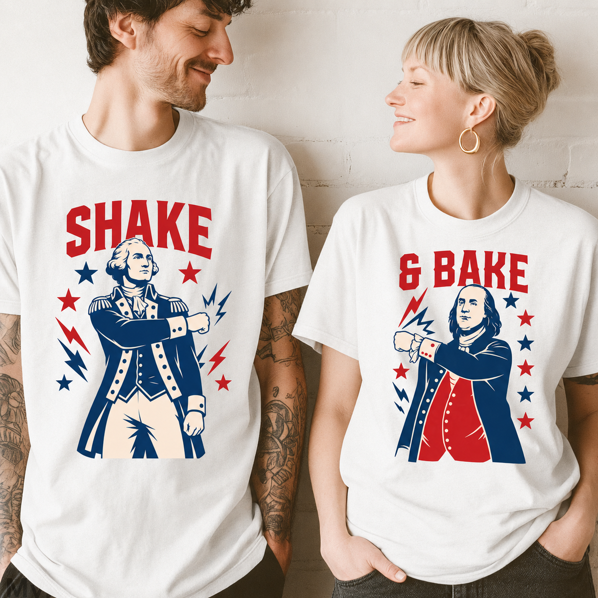 4th of July couples shirt in white