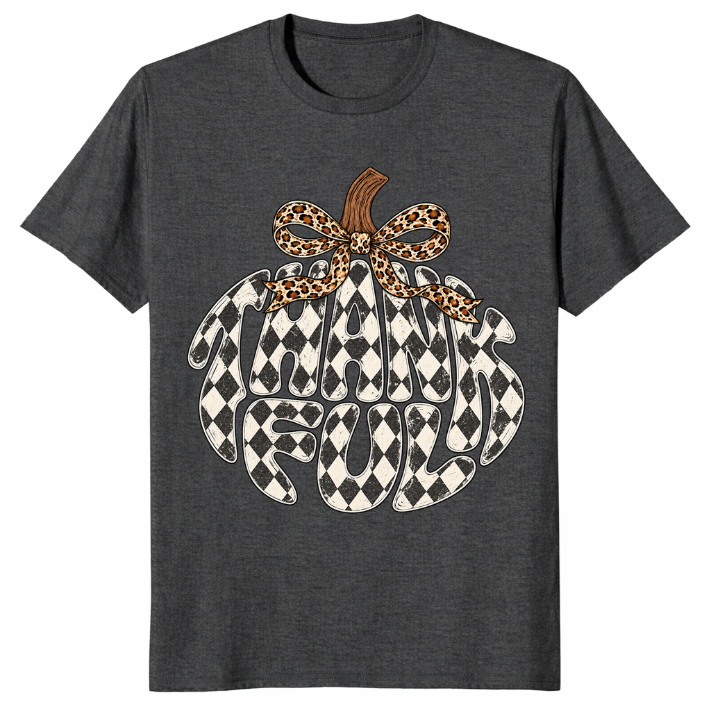Thankful pumpkin shirt in Dark Heather Grey