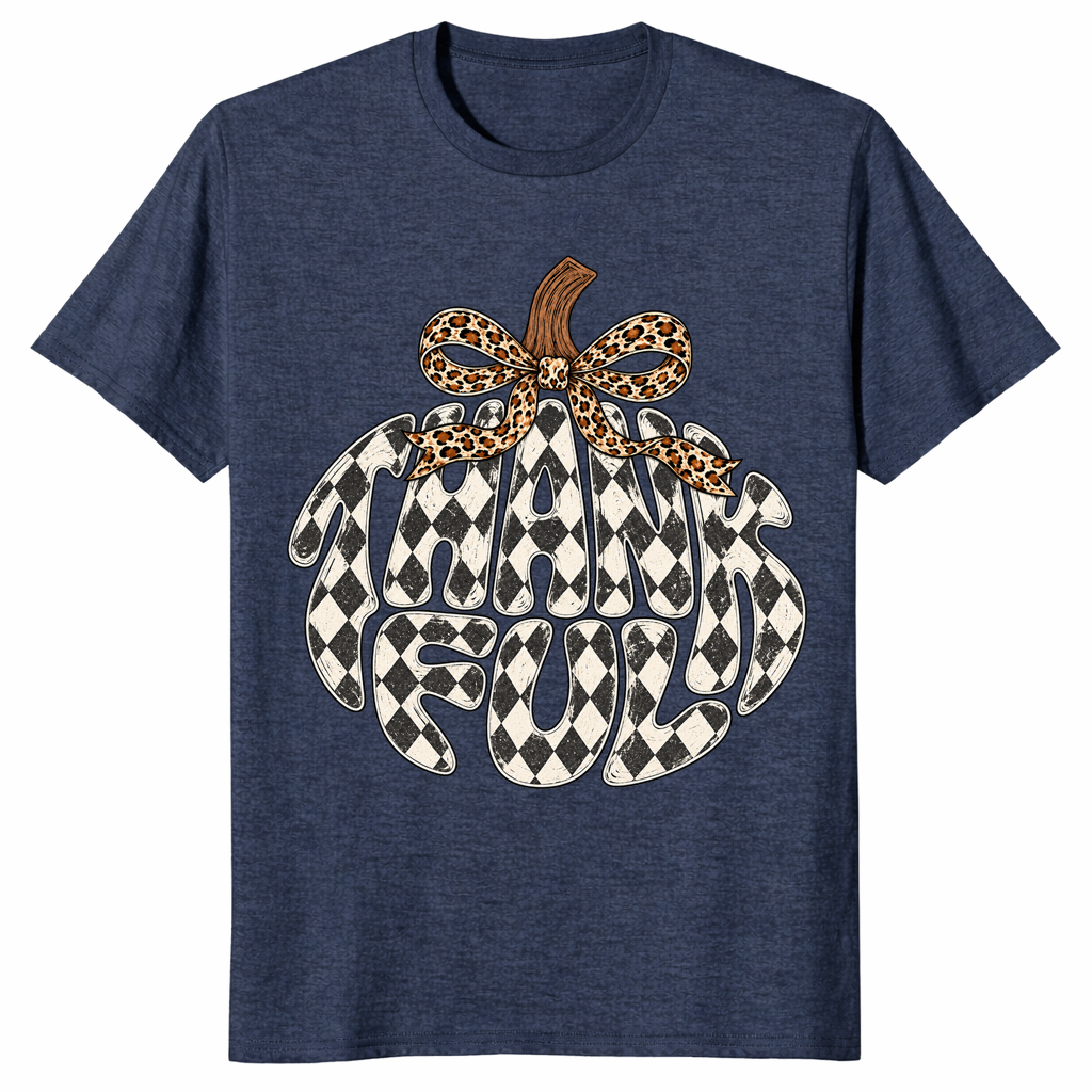 Thankful pumpkin shirt in Heather Navy
