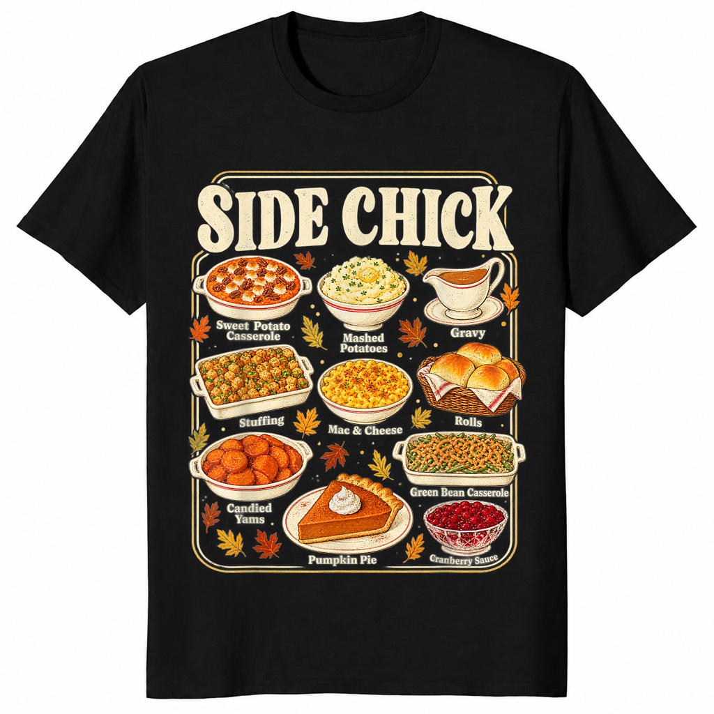 Thanksgiving side chick shirt in black
