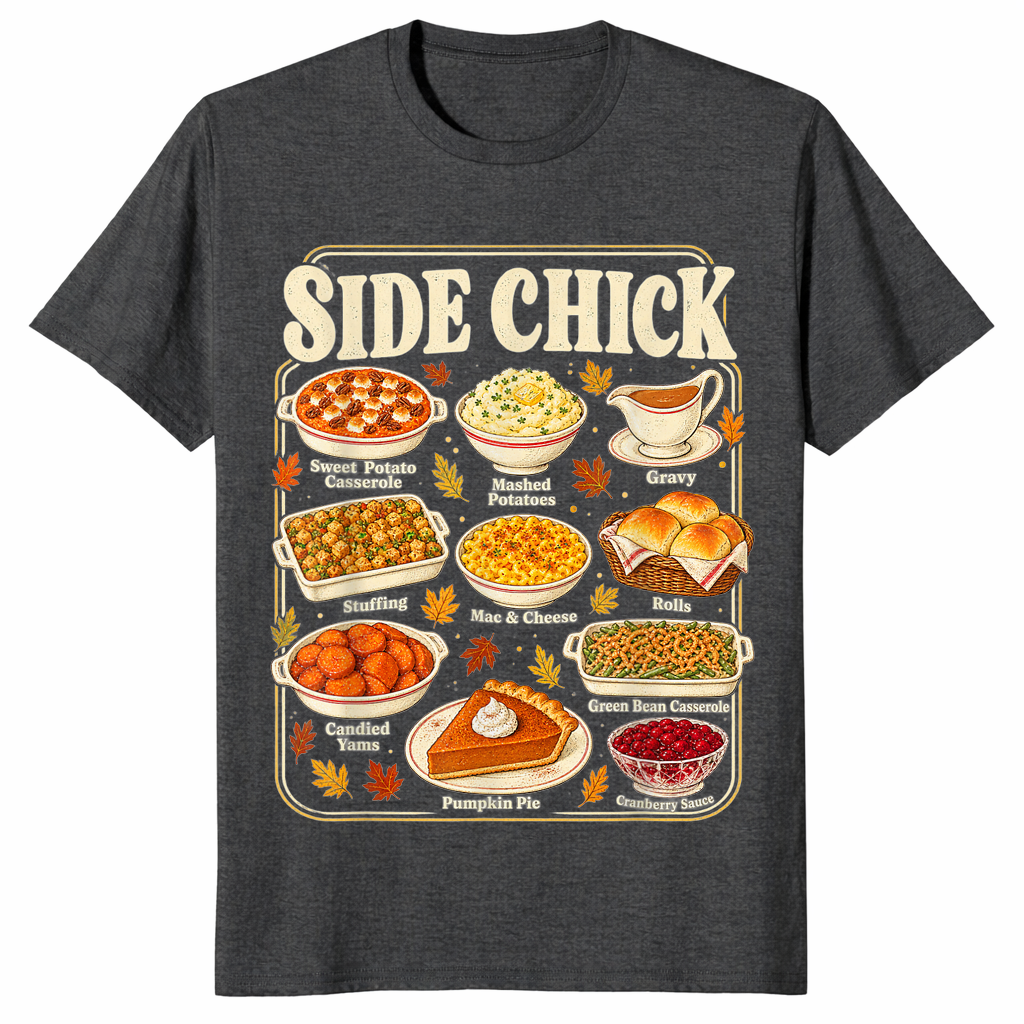 Thanksgiving side chick shirt in dark heather grey