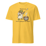 Cuccico That’s It You’re Going in the Soup Funny Frog Meme Tee in daisy yellow