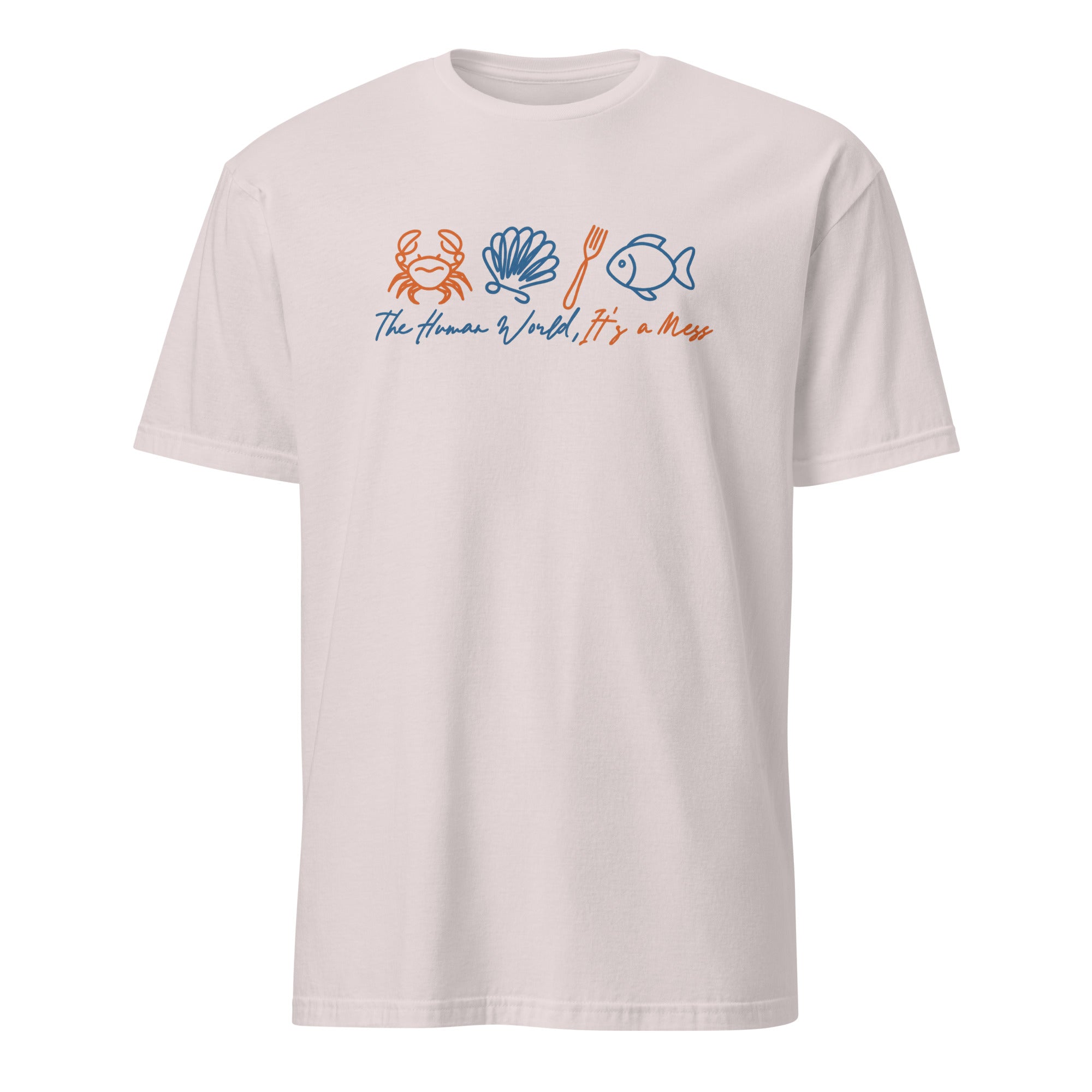 Ice Grey The Human World Is a Mess tee by Cuccico, featuring Sebastian from The Little Mermaid