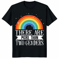 There Are More Than Two Genders shirt in black with rainbow pride graphic