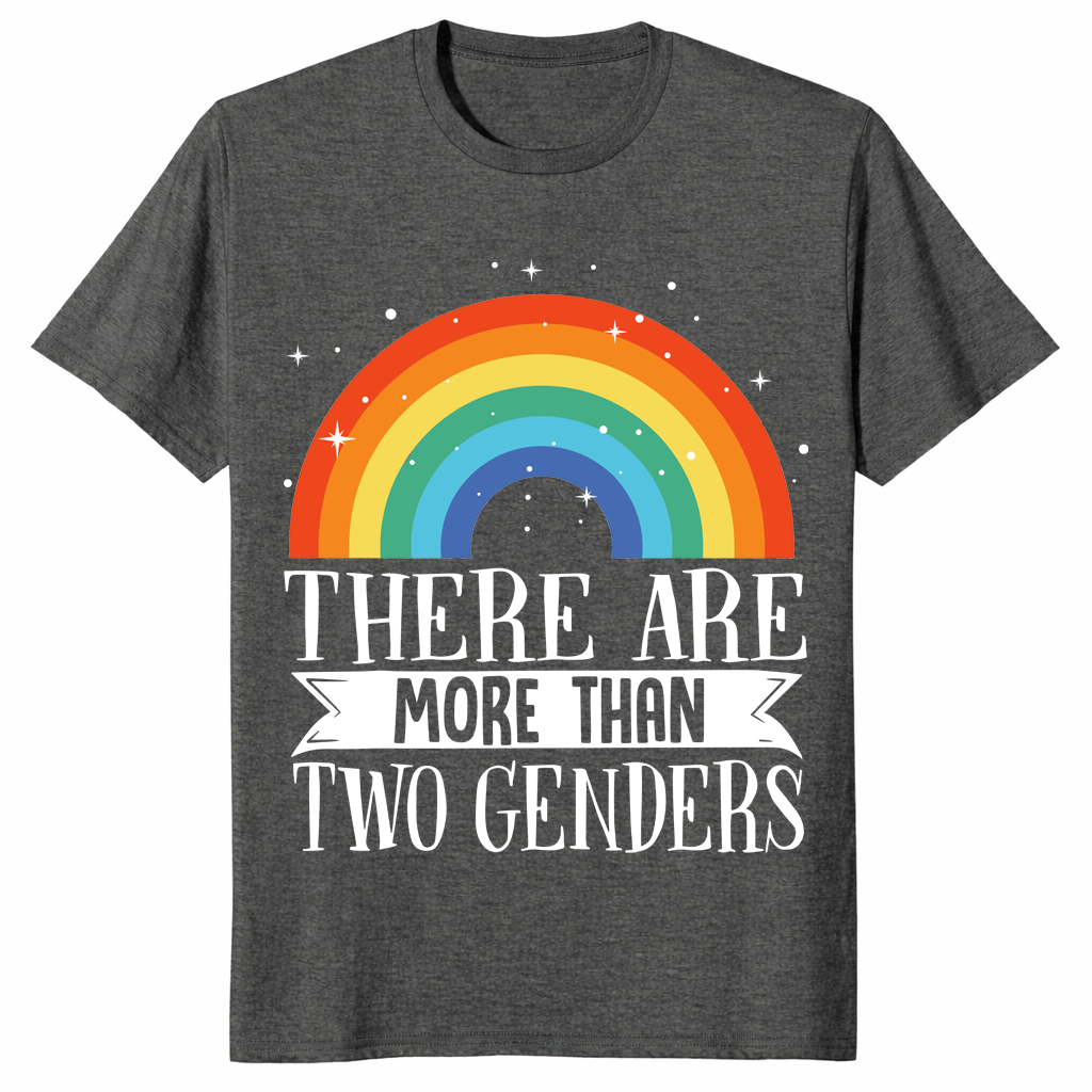 There Are More Than Two Genders rainbow pride tee in dark heather