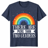 Heather navy LGBTQ pride shirt with There Are More Than Two Genders text
