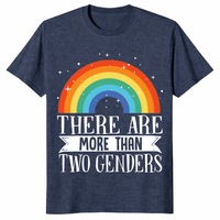 Heather navy LGBTQ pride shirt with There Are More Than Two Genders text
