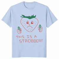 Light blue This is Strobbery shirt ironic food graphic tee