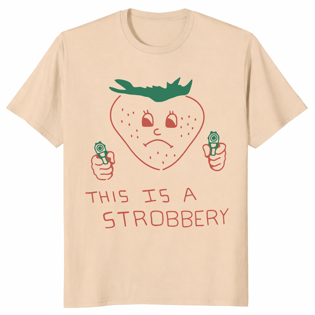 Sand This is Strobbery shirt vintage fruit pun tee