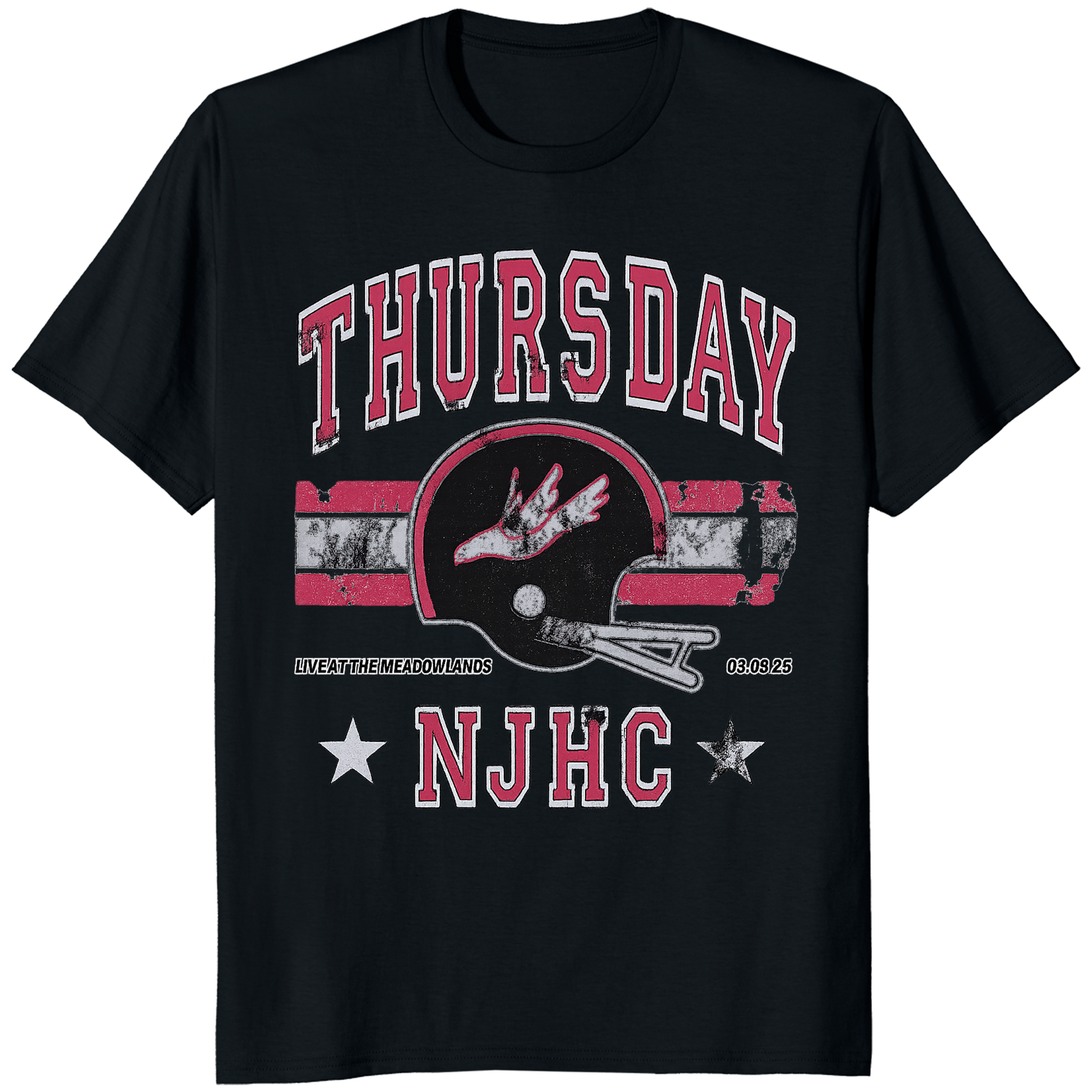 Black Thursday NJHC Helmet T-Shirt with MetLife Stadium design by Cuccico
