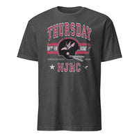 Dark Heather Grey Thursday NJHC Helmet T-Shirt with MetLife Stadium design by Cuccico