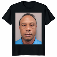 Tiger Woods Inspired Parody Mugshot 2026 Tee Shirt graphic on black t-shirt