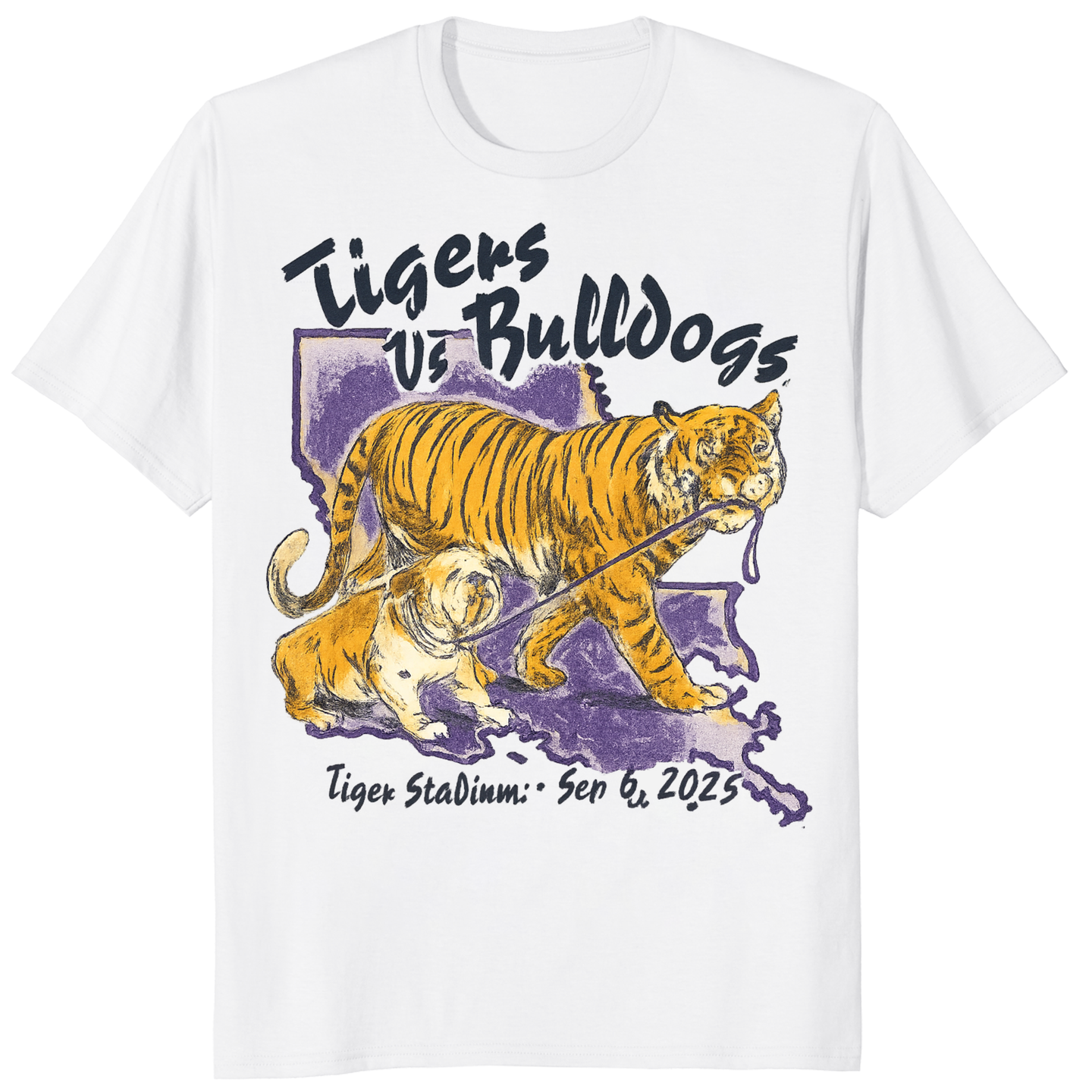 LSU Tigers vs Bulldogs Tiger Stadium Sep 6 2025 T-Shirt | Cuccico