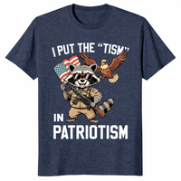 Heather navy Tism In Patriotism shirt for funny patriotic gifts