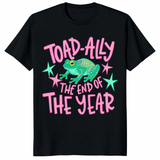 black-teacher-teeToad-Ally The End Of The Year Shirt with frog graphic on black teacher tee