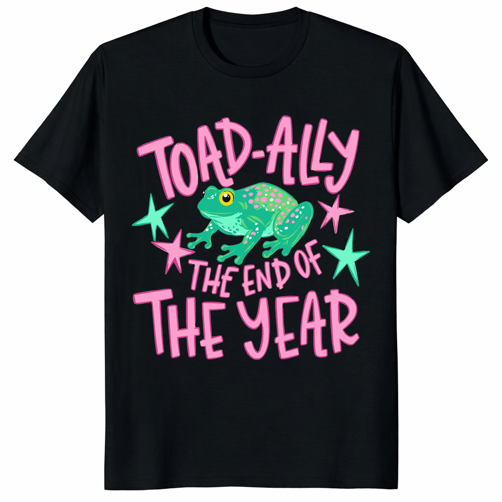 black-teacher-teeToad-Ally The End Of The Year Shirt with frog graphic on black teacher tee