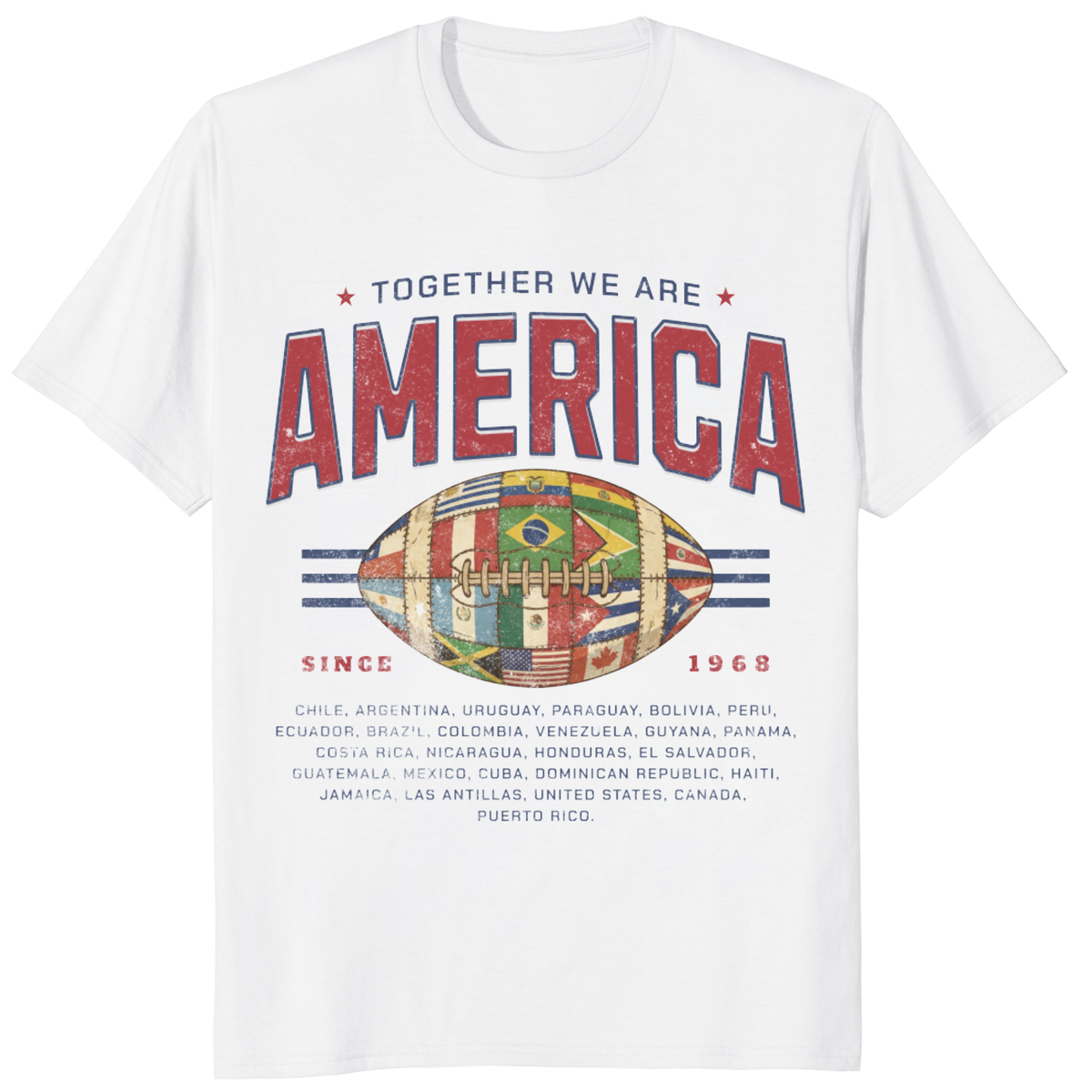 Together We Are America American Football Shirt with continental flag graphic.