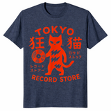Tokyo Record Store Cat Shirt in heather navy