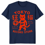 Tokyo Record Store Cat Shirt in navy