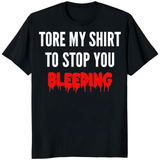 Tore My Shirt to Stop You Bleeding T-Shirt in White by Cuccico