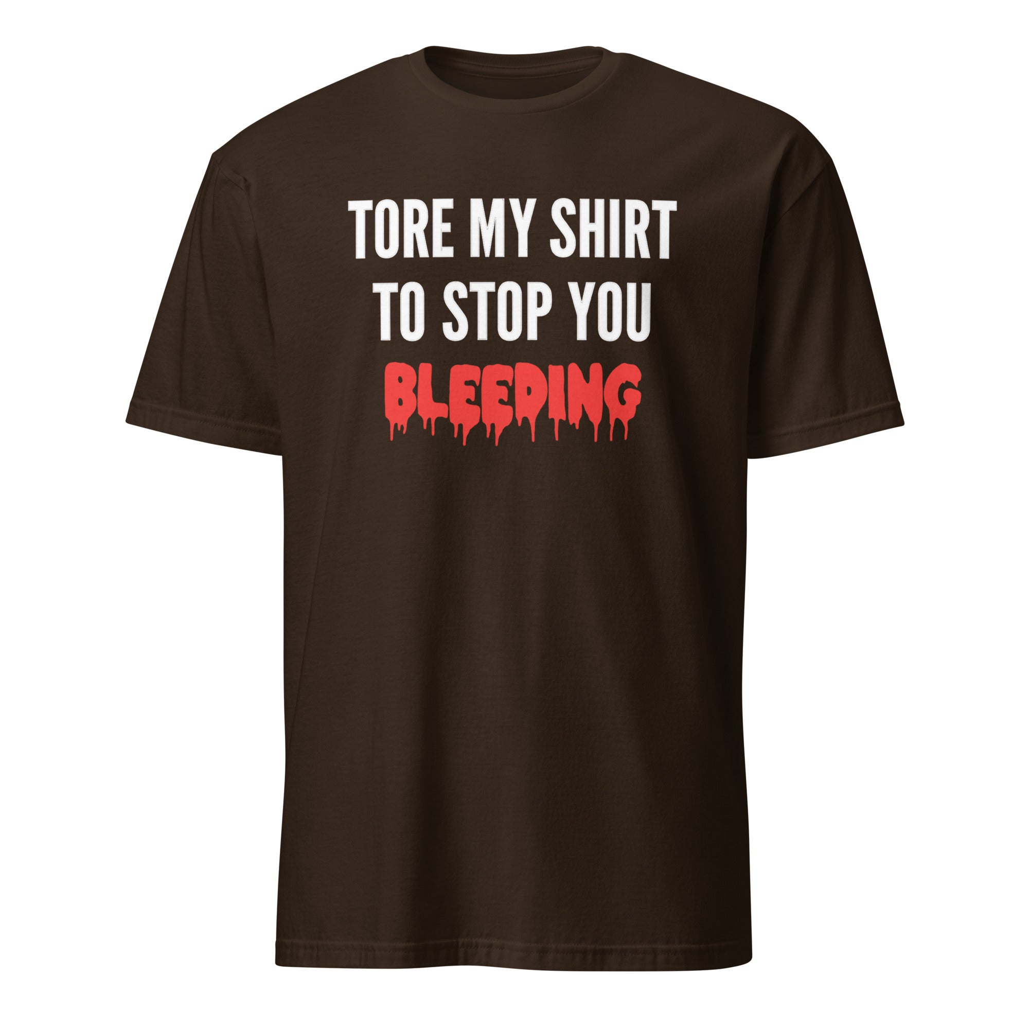 Tore My Shirt to Stop You Bleeding T-Shirt in Dark Chocolate Brown by Cuccico