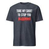 Tore My Shirt to Stop You Bleeding T-Shirt in Heather Navy by Cuccico