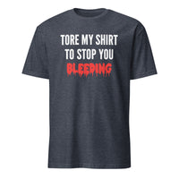 Tore My Shirt to Stop You Bleeding T-Shirt in Heather Navy by Cuccico