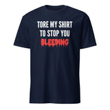 Tore My Shirt to Stop You Bleeding T-Shirt in Navy Blue by Cuccico