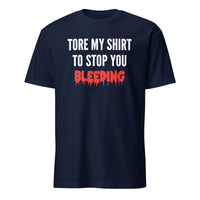 Tore My Shirt to Stop You Bleeding T-Shirt in Navy Blue by Cuccico