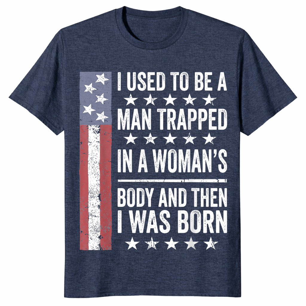 Trapped in a woman's body sarcastic shirt in heather navy