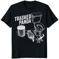 Trashed Panda Funny Drunk Raccoon T-Shirt by Cuccico in black