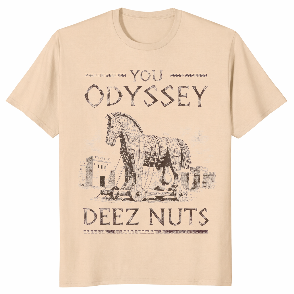 Trojan horse shirt in sand