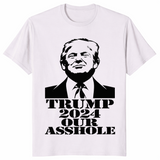 Ice grey funny political satire shirt with Trump 2024 stencil graphic