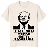 Natural Trump 2024 satire shirt, flat-lay front view