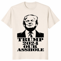 Natural Trump 2024 satire shirt, flat-lay front view
