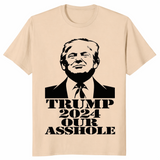 Sand Trump 2024 political humor tee with stencil-style portrait